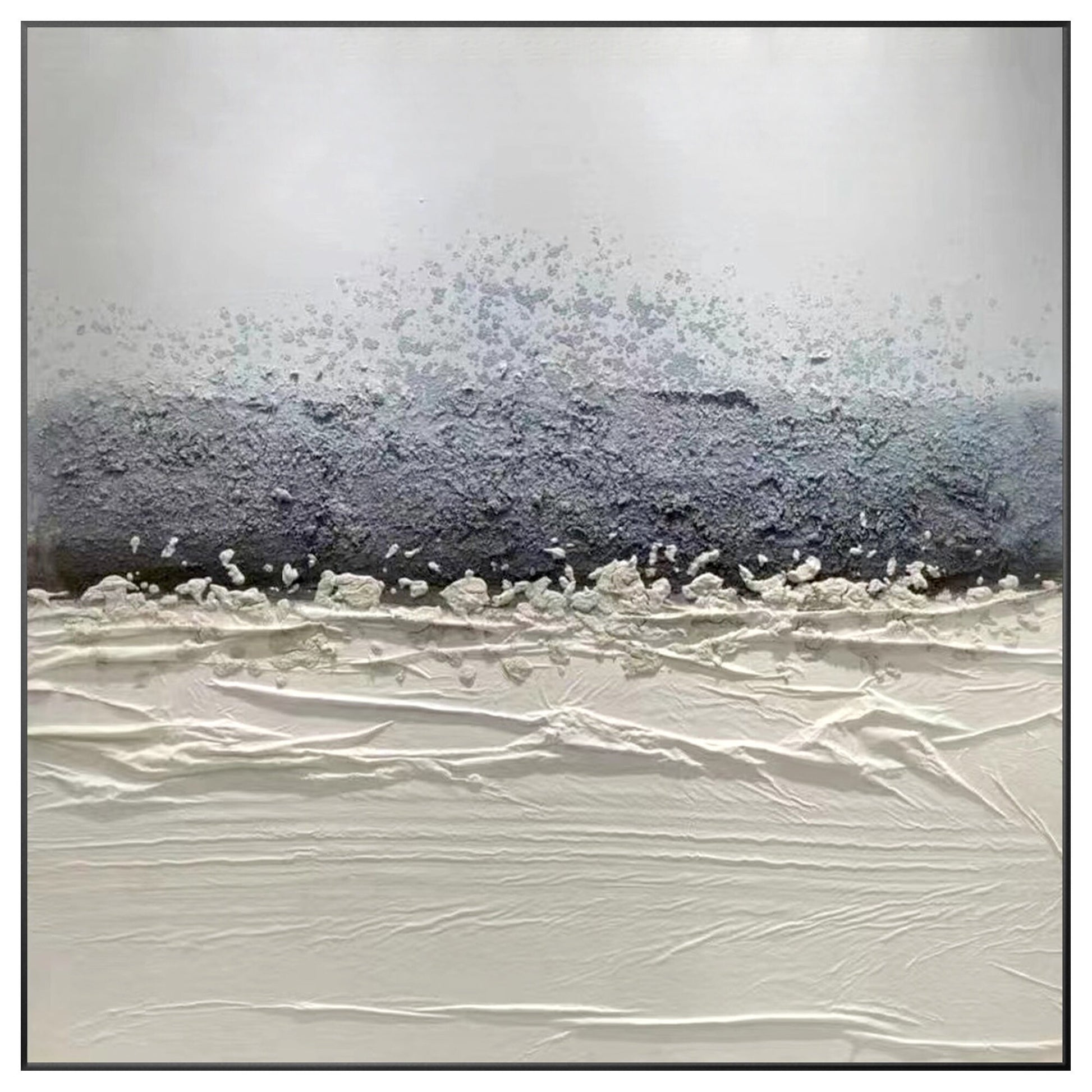 Original Abstract Texture Painting: Gray & White Nordic Wall Art #9