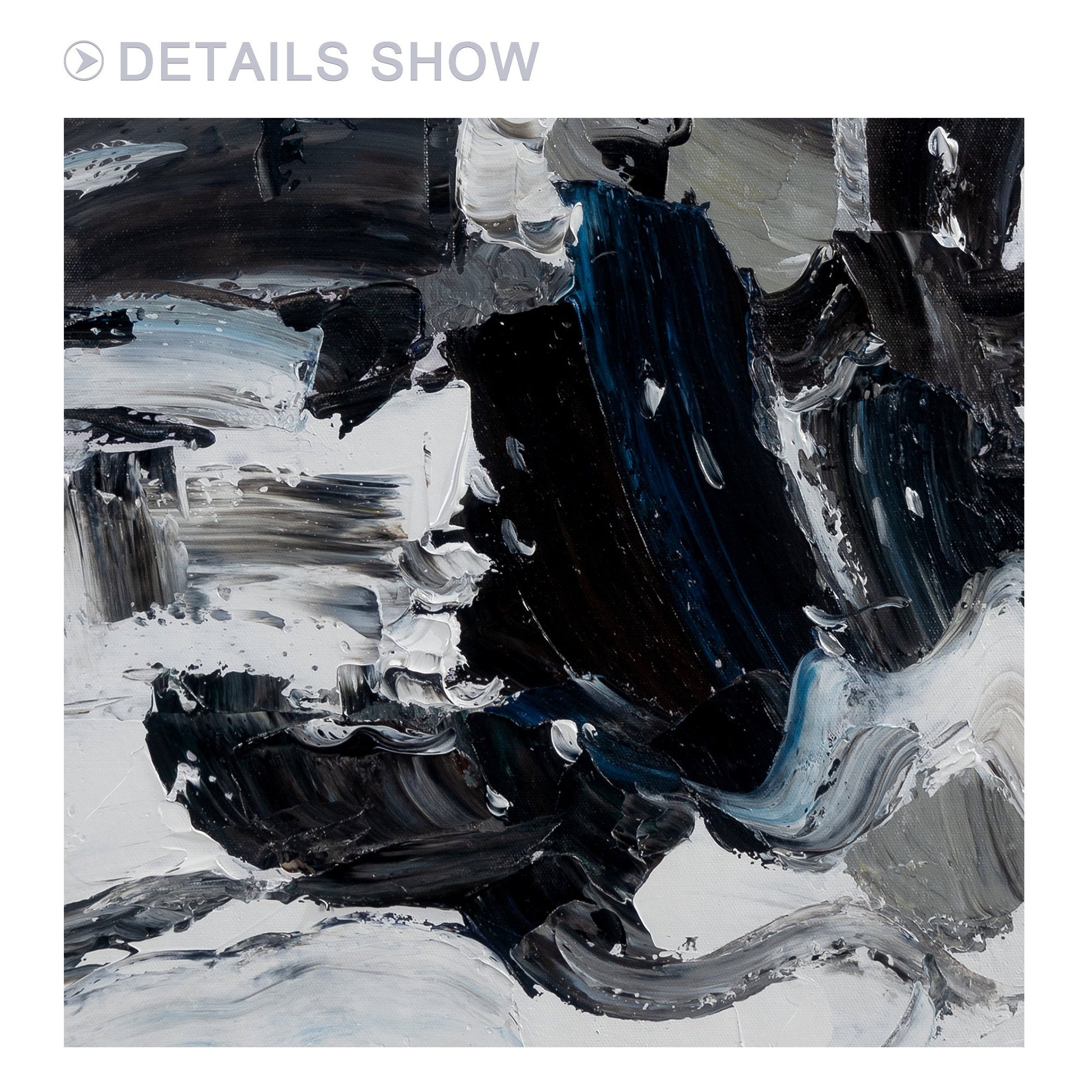 Original Black and White Abstract Painting: Textured Minimalist Wall Art #6