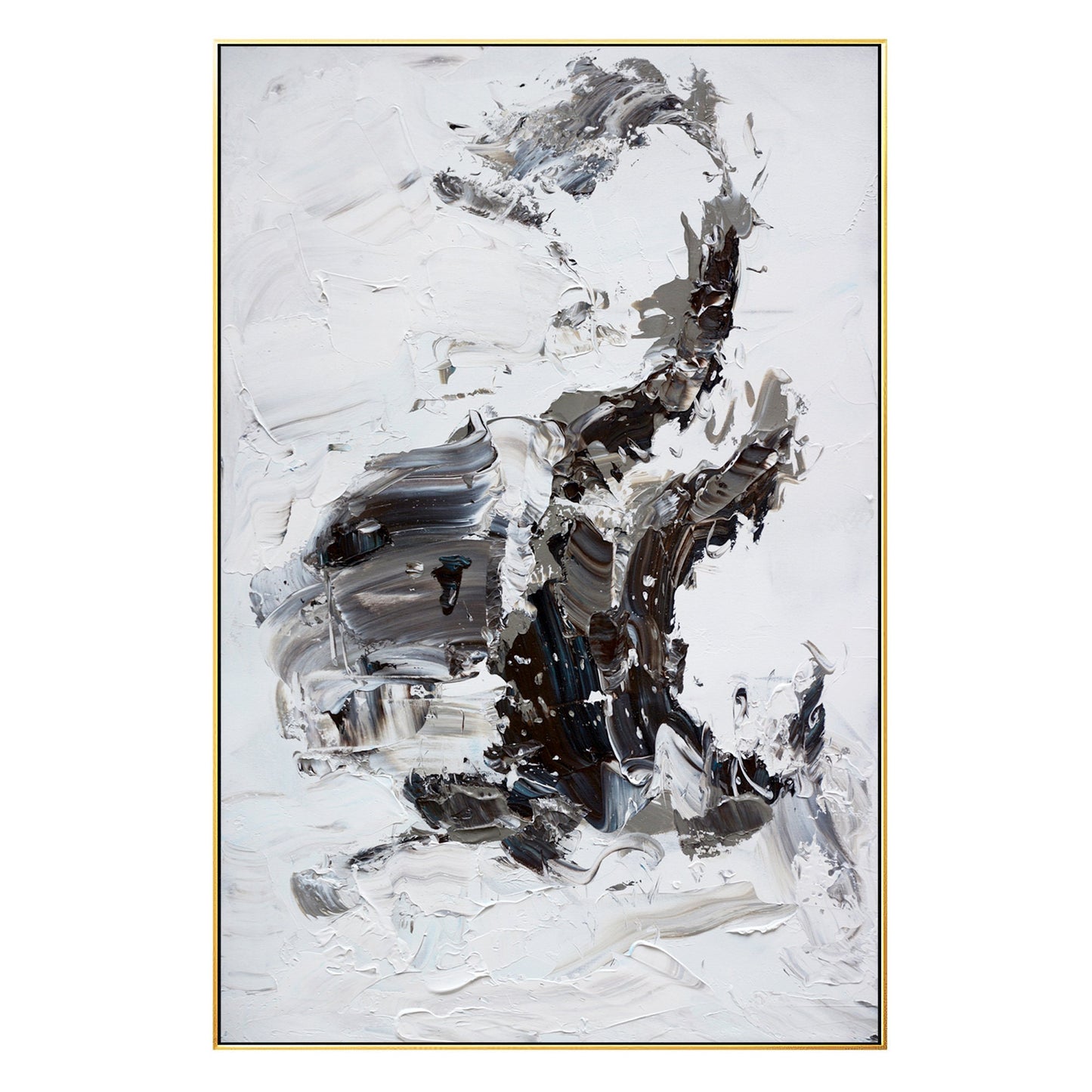 Original Black and White Abstract Painting: Textured Minimalist Wall Art #8