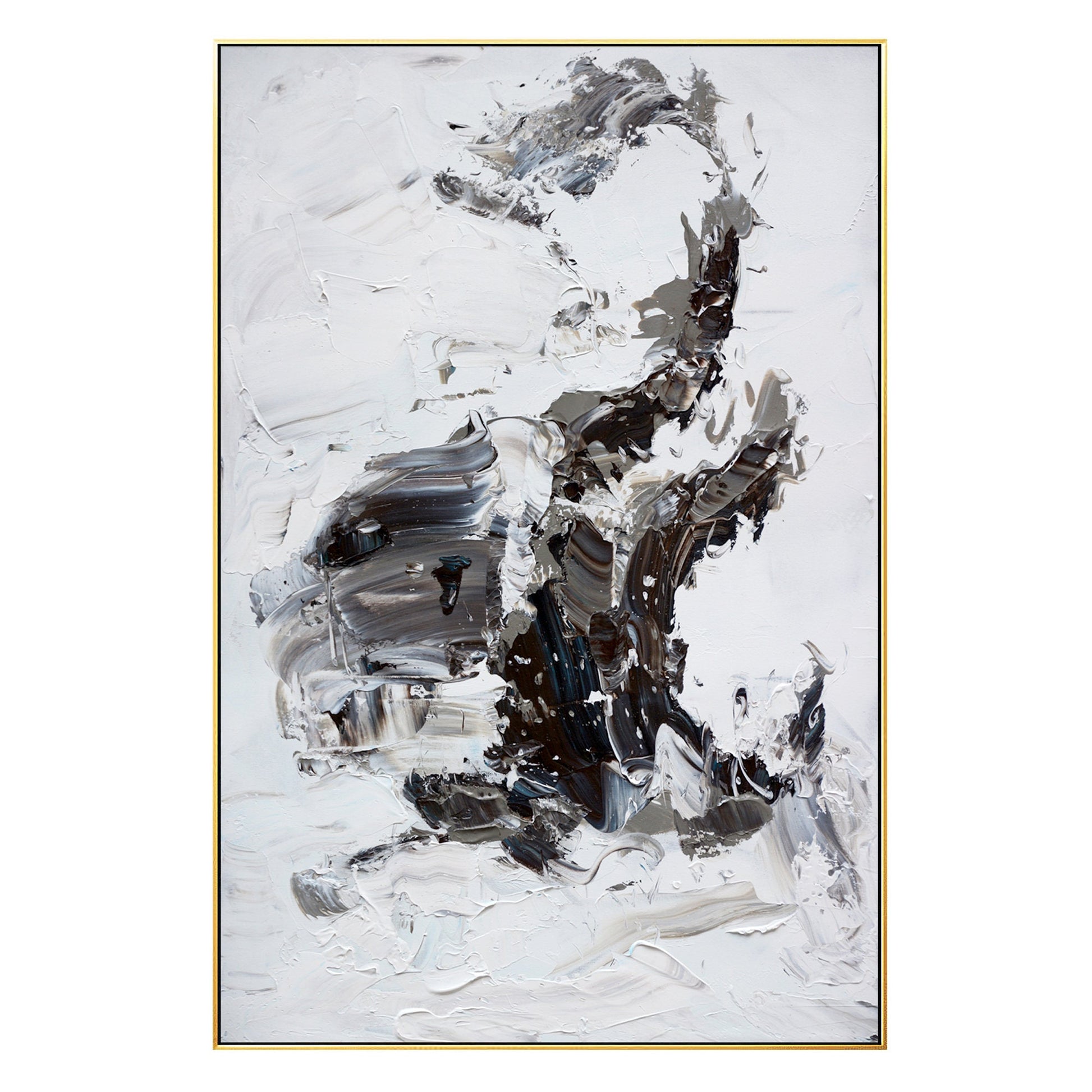 Original Black and White Abstract Painting: Textured Minimalist Wall Art #8
