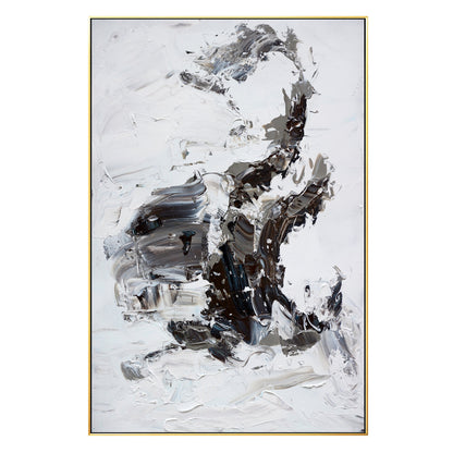Original Black and White Abstract Painting: Textured Minimalist Wall Art #8