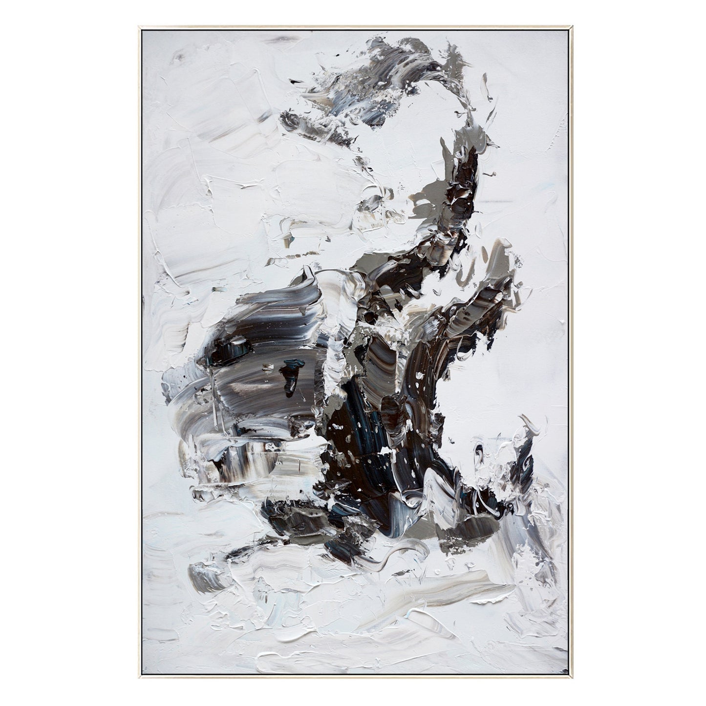 Original Black and White Abstract Painting: Textured Minimalist Wall Art #9