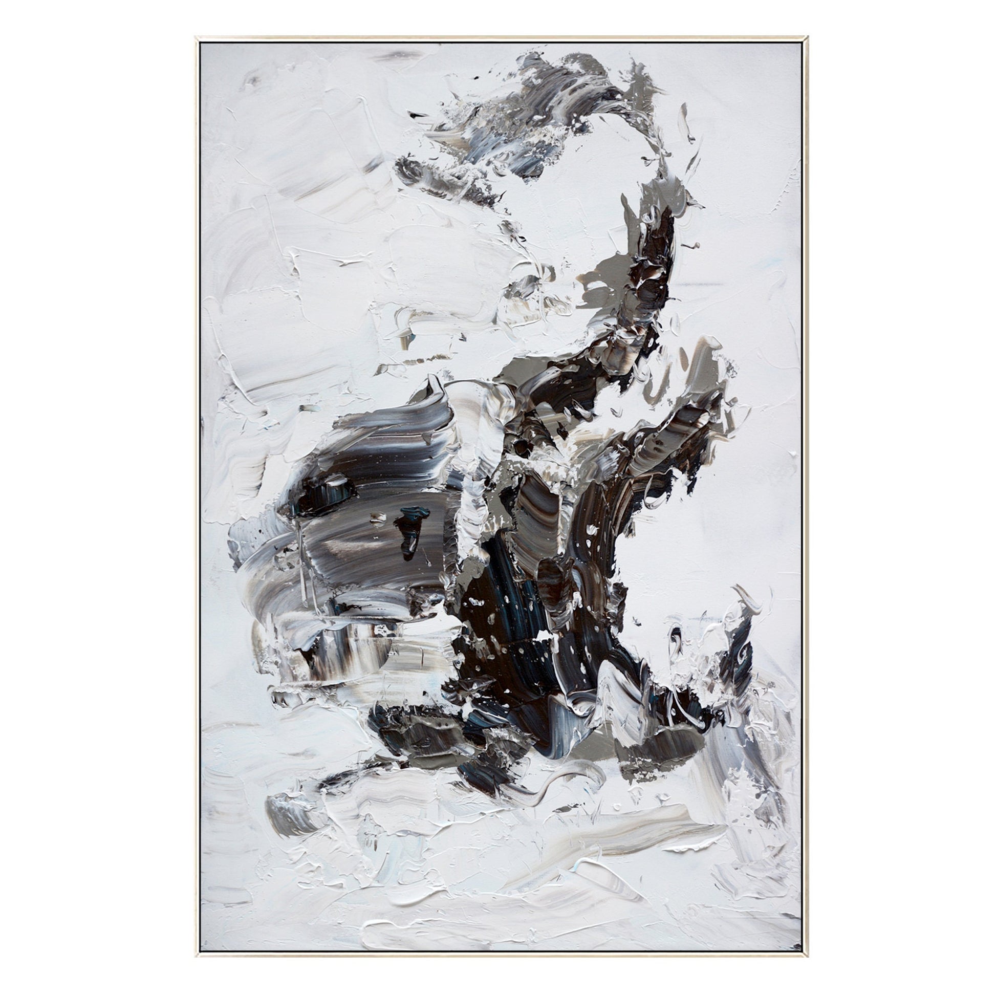 Original Black and White Abstract Painting: Textured Minimalist Wall Art #9