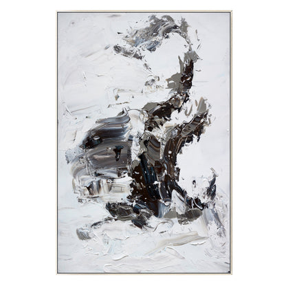 Original Black and White Abstract Painting: Textured Minimalist Wall Art #9