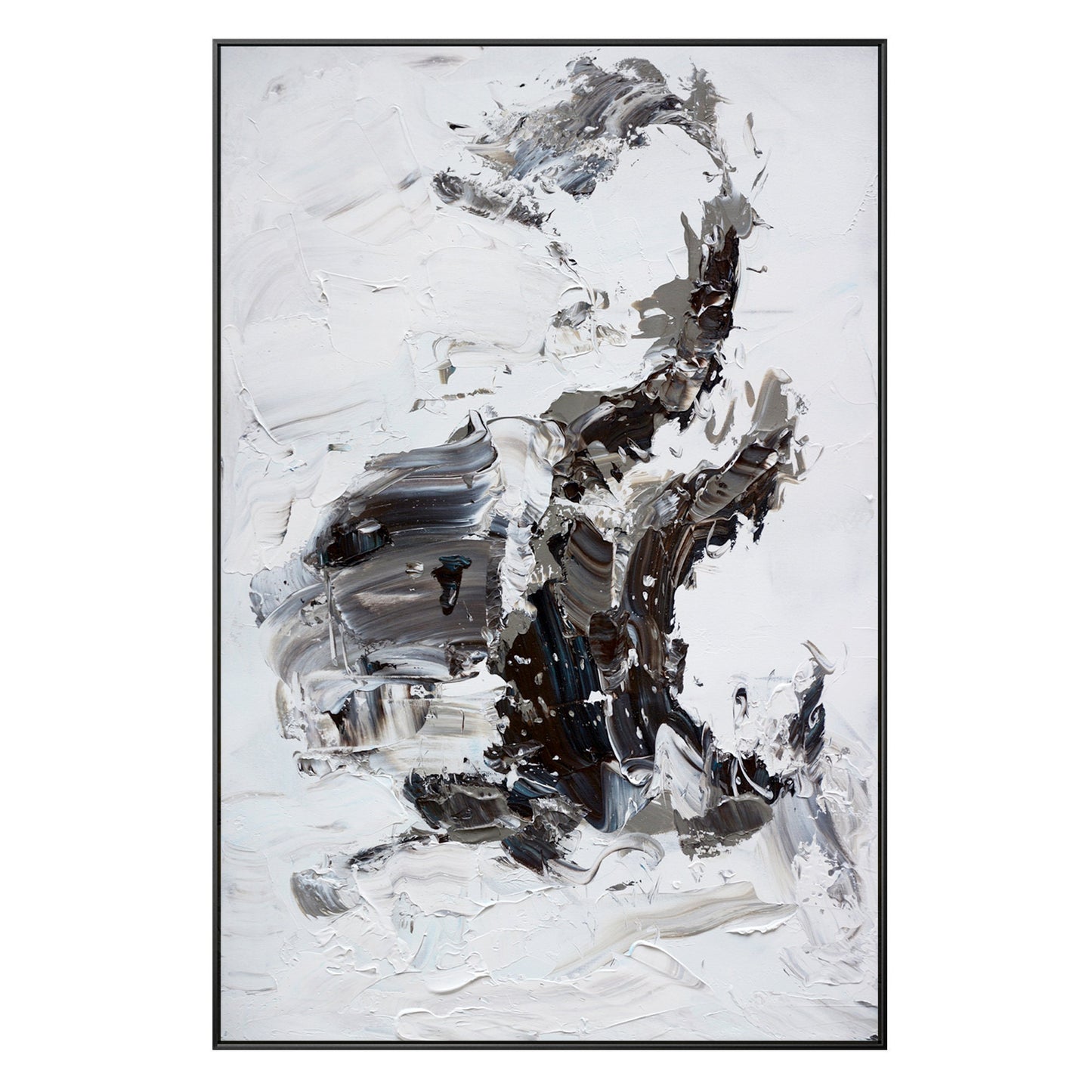 Original Black and White Abstract Painting: Textured Minimalist Wall Art #10