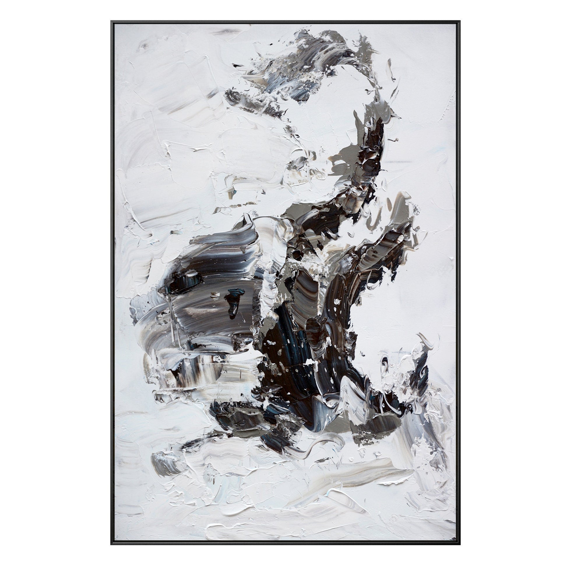 Original Black and White Abstract Painting: Textured Minimalist Wall Art #10