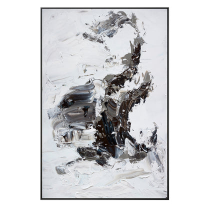 Original Black and White Abstract Painting: Textured Minimalist Wall Art #10
