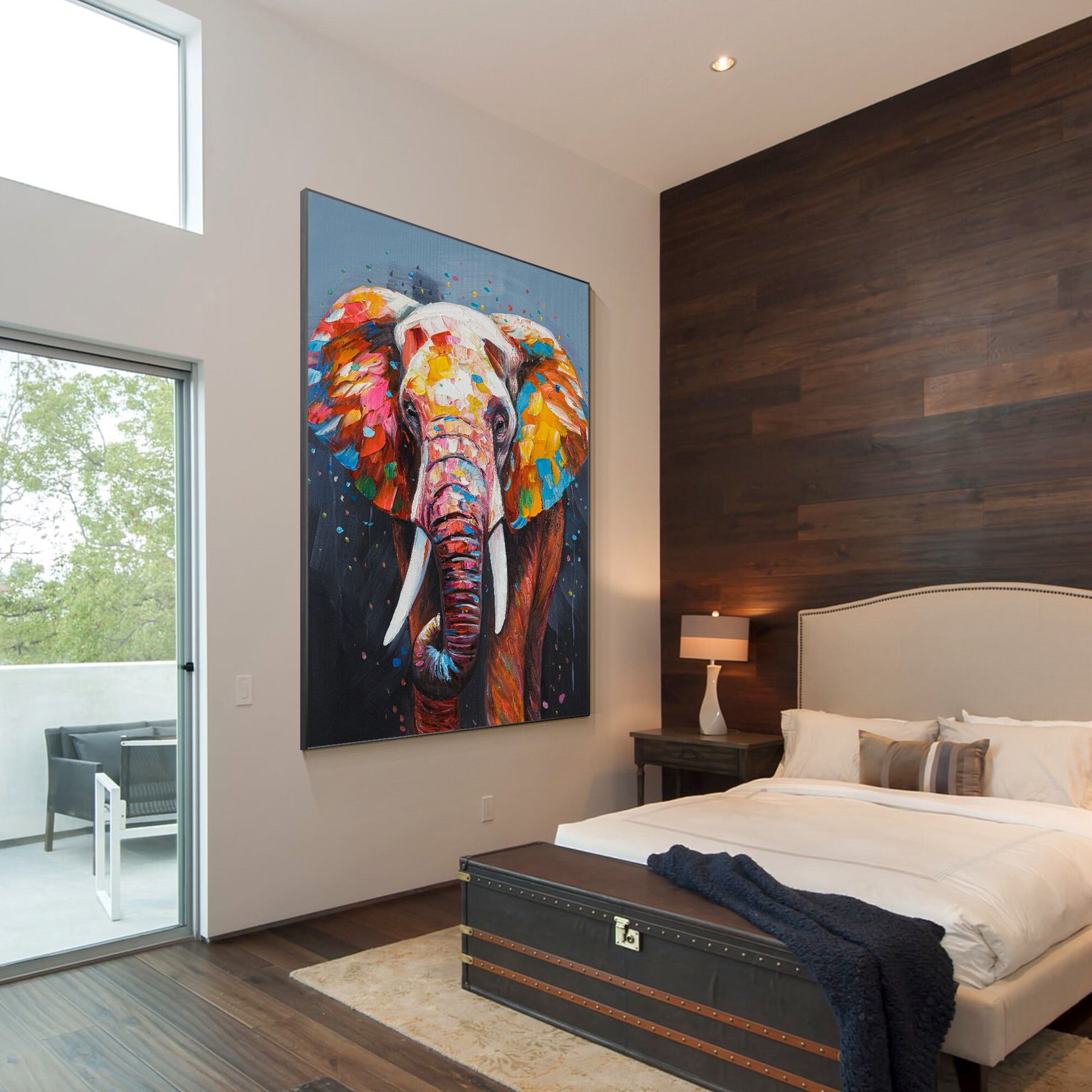 Original Colorful Elephant Painting: 3D Texture Canvas Wall Art #2