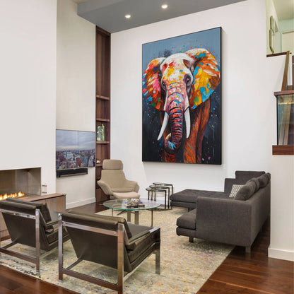 Original Colorful Elephant Painting: 3D Texture Canvas Wall Art #6