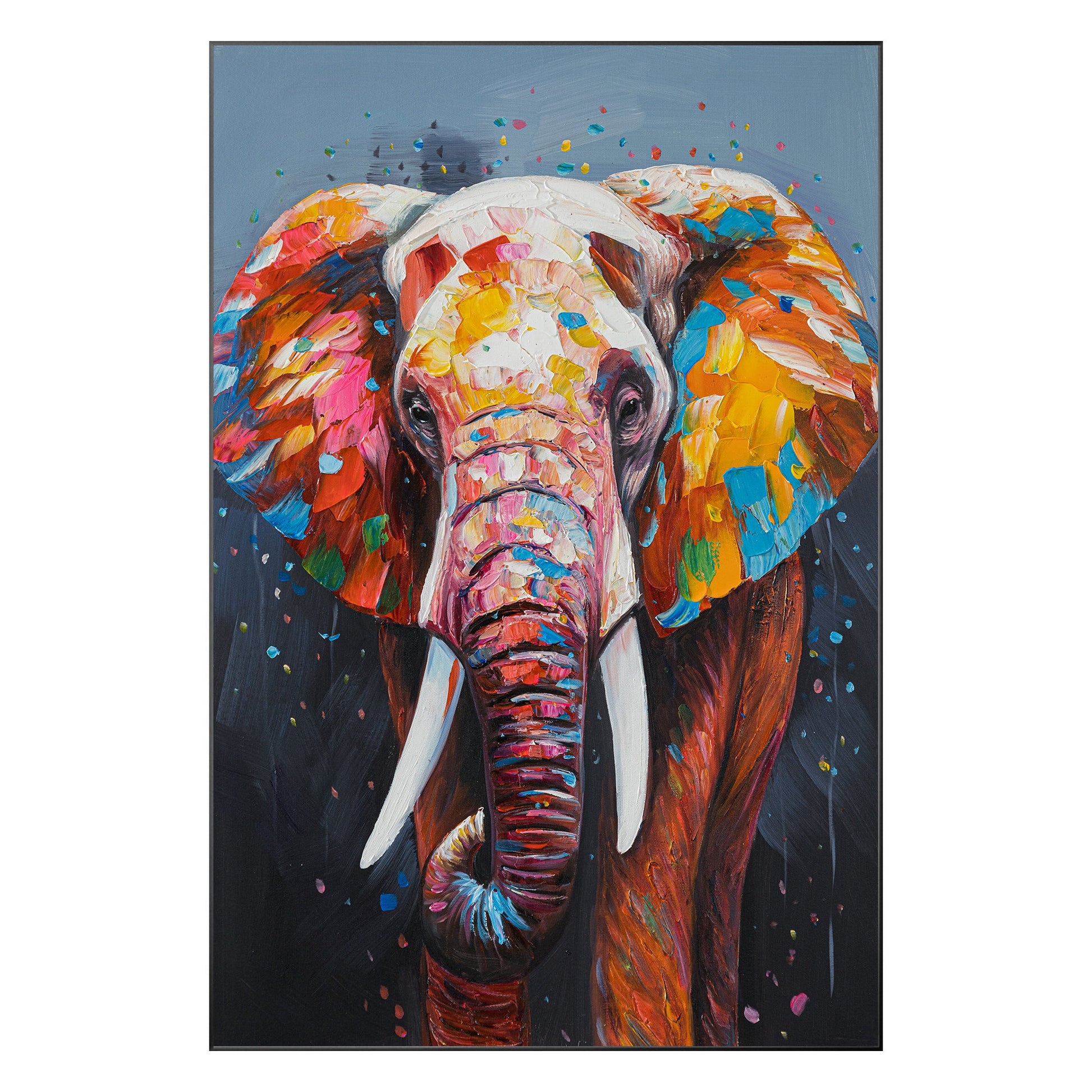 Original Colorful Elephant Painting: 3D Texture Canvas Wall Art #10