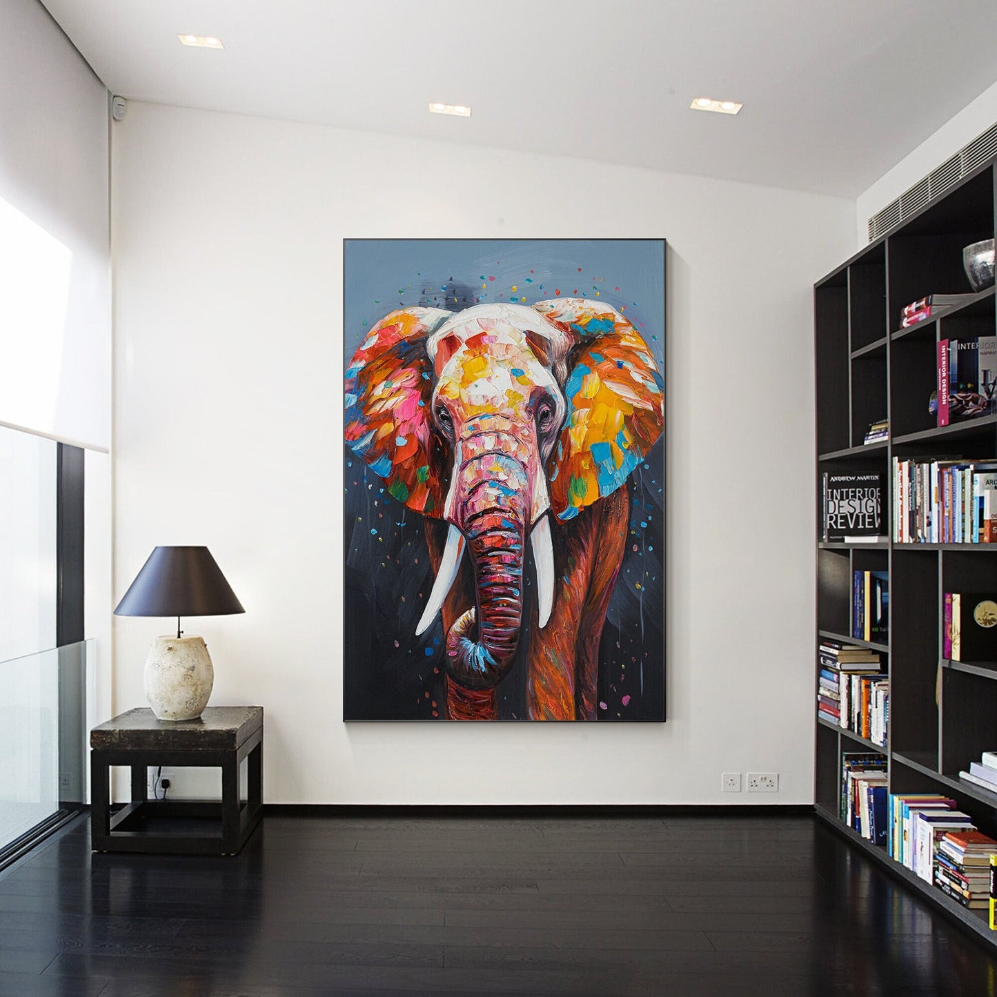 Original Colorful Elephant Painting: 3D Texture Canvas Wall Art #1