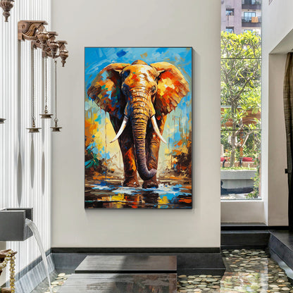 Original Colorful Elephant Painting: Palette Knife POP Art on Canvas #2