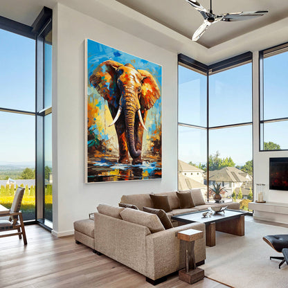 Original Colorful Elephant Painting: Palette Knife POP Art on Canvas #4