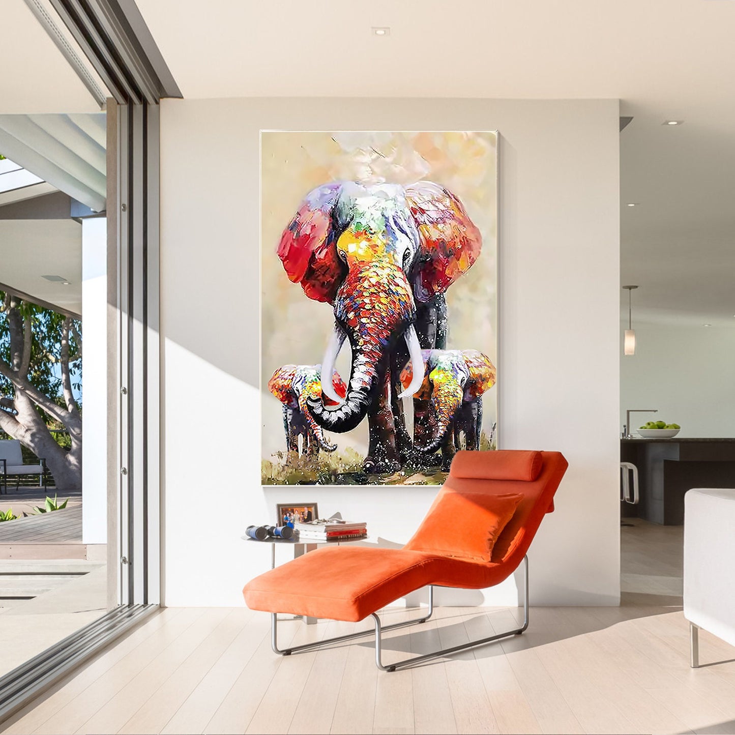Original Elephant Family Painting: Colorful Wildlife POP Art #5