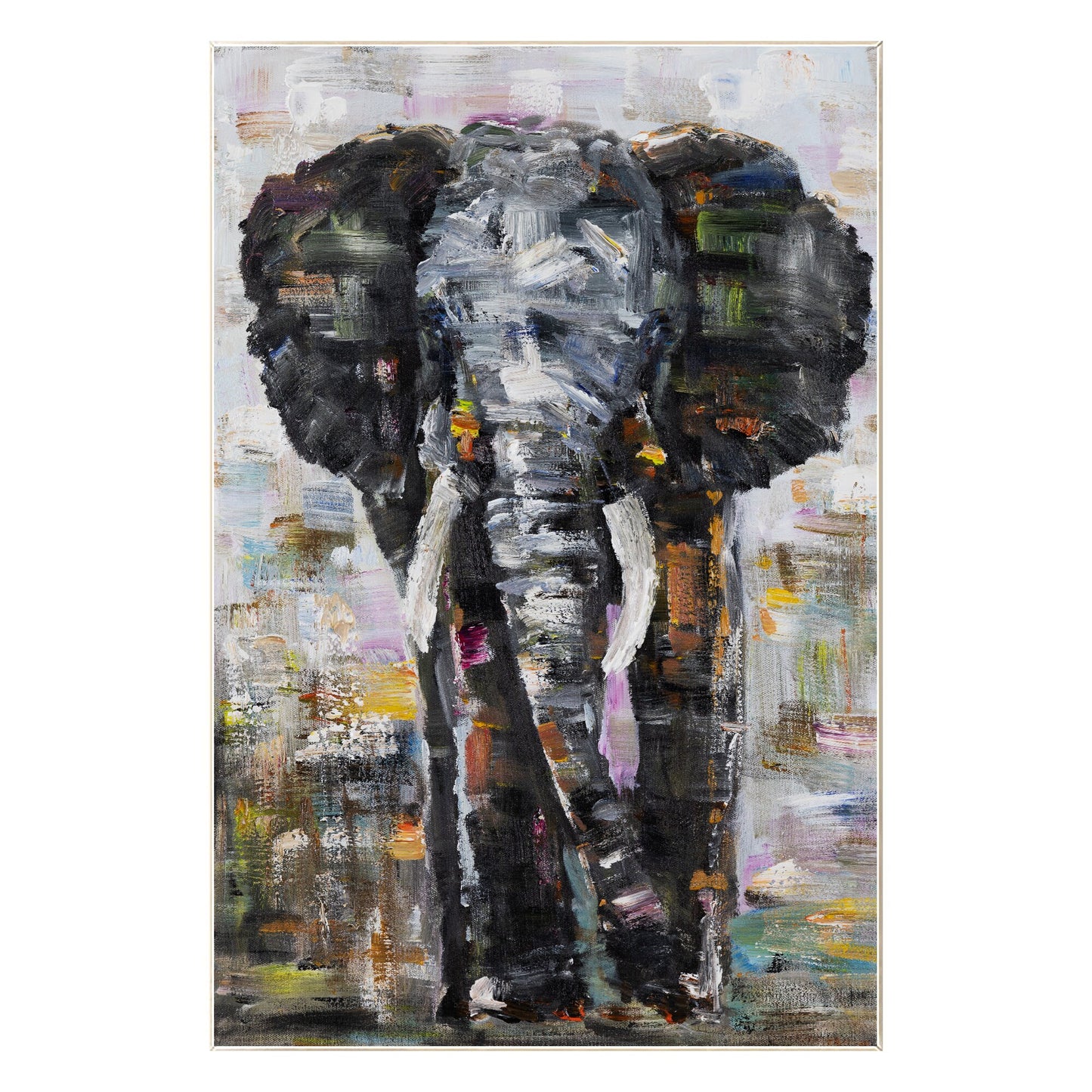Original Elephant Painting on Canvas: Black Wall Art Decor #9