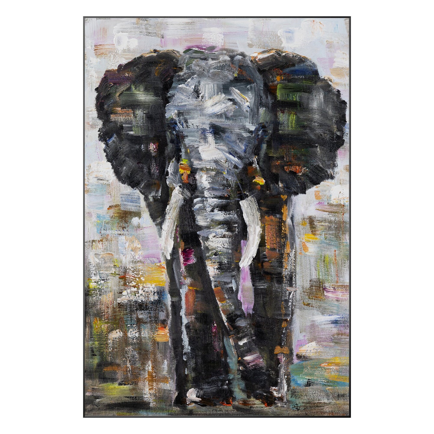 Original Elephant Painting on Canvas: Black Wall Art Decor #10