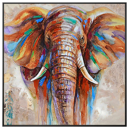 Original Hand-Painted Elephant Painting: Colorful Impressionist Art #9
