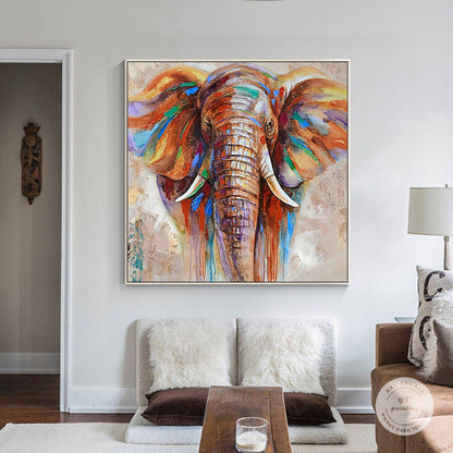 Original Hand-Painted Elephant Painting: Colorful Impressionist Art #1