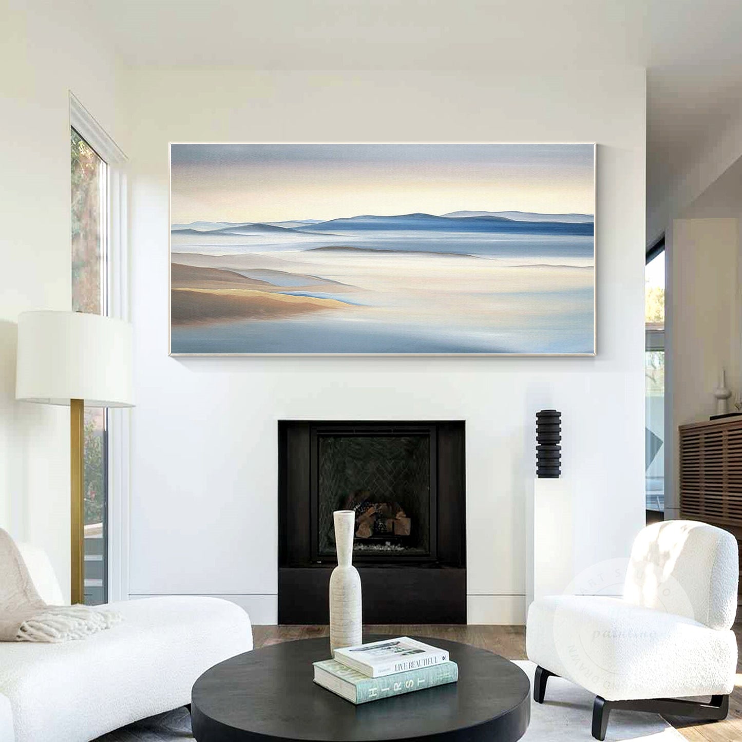 Original Mountain Landscape Painting on Canvas: Extra Large Living Room Wall Art #2