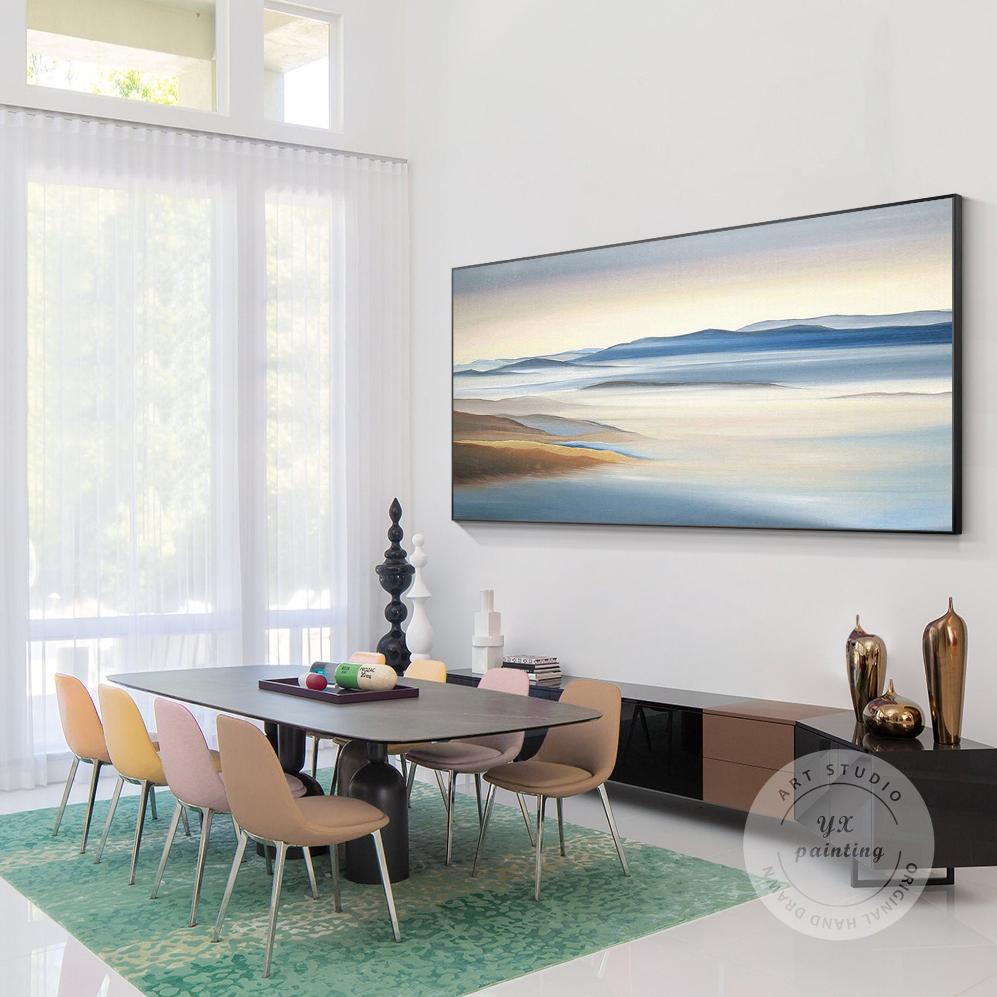Original Mountain Landscape Painting on Canvas: Extra Large Living Room Wall Art #3