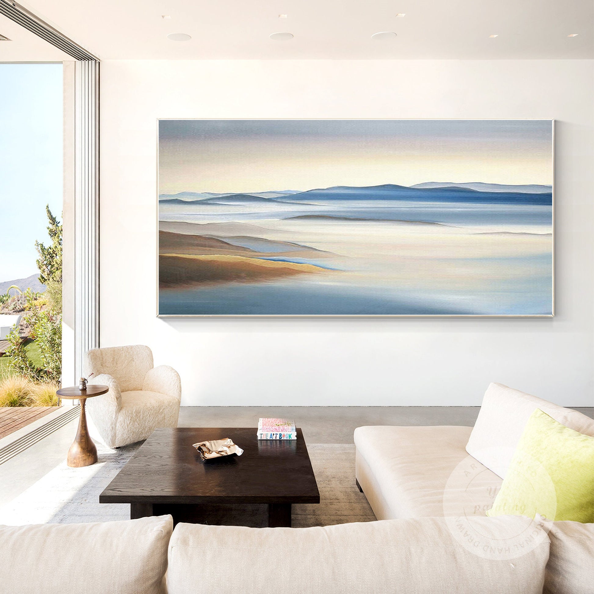 Original Mountain Landscape Painting on Canvas: Extra Large Living Room Wall Art #5