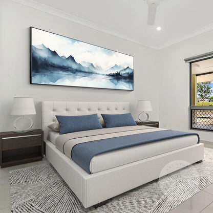 Original Mountain Watercolor Painting: Long Horizontal Canvas Wall Art #5