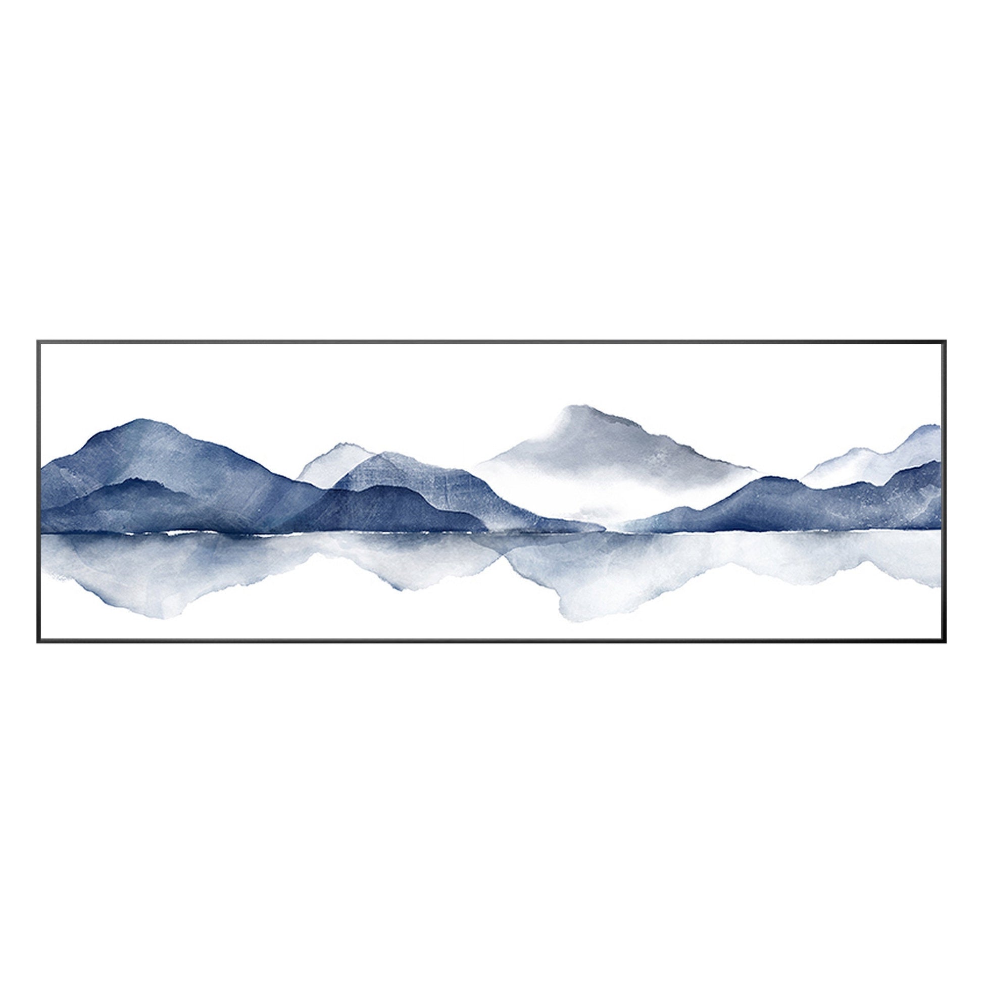 Original Mountain Watercolor Painting: Long Horizontal Canvas Wall Art #10