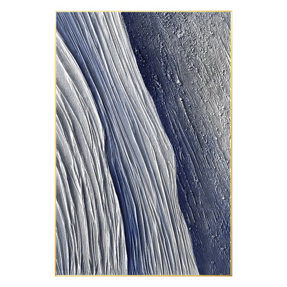 Original Navy Blue Seascape Texture Painting on Canvas - Framed Vertical Wall Ar #7