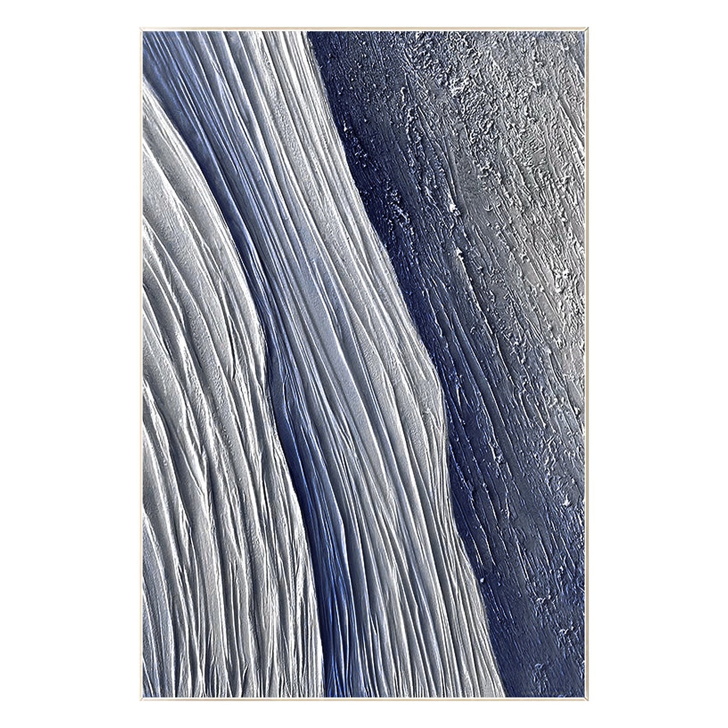 Original Navy Blue Seascape Texture Painting on Canvas - Framed Vertical Wall Ar #8