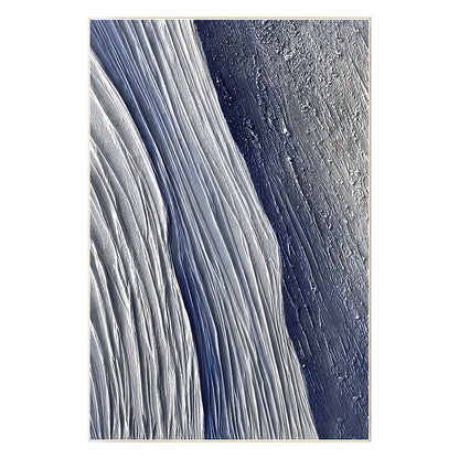 Original Navy Blue Seascape Texture Painting on Canvas - Framed Vertical Wall Ar #8
