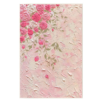 Original Pink Flowers Rose Painting, 3D Texture Flower Painting On Canvas, Extra #9