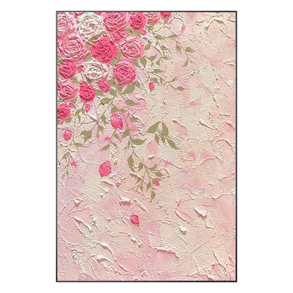 Original Pink Flowers Rose Painting, 3D Texture Flower Painting On Canvas, Extra #10