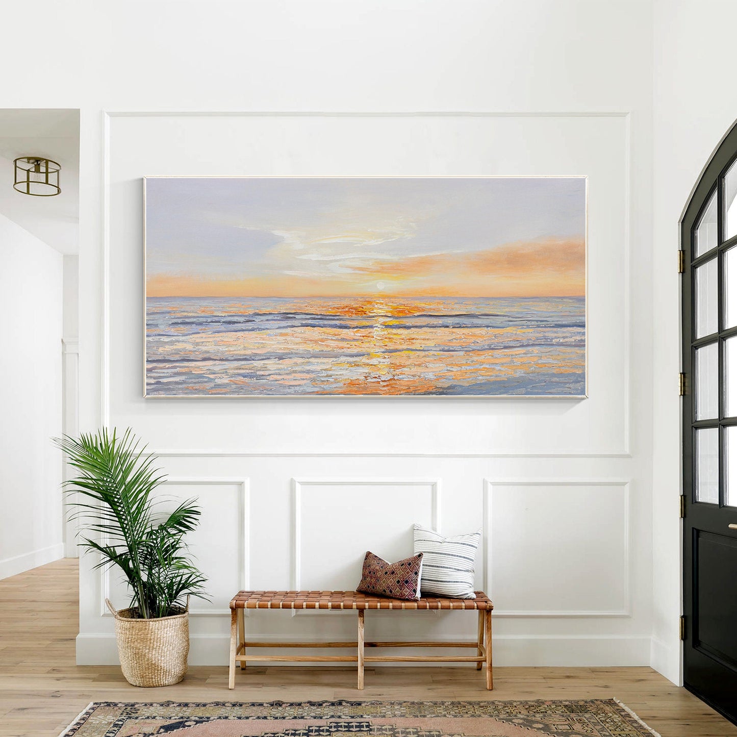 Original Seascape Painting on Canvas: Abstract Sunrise, Coastal Wall Art #3