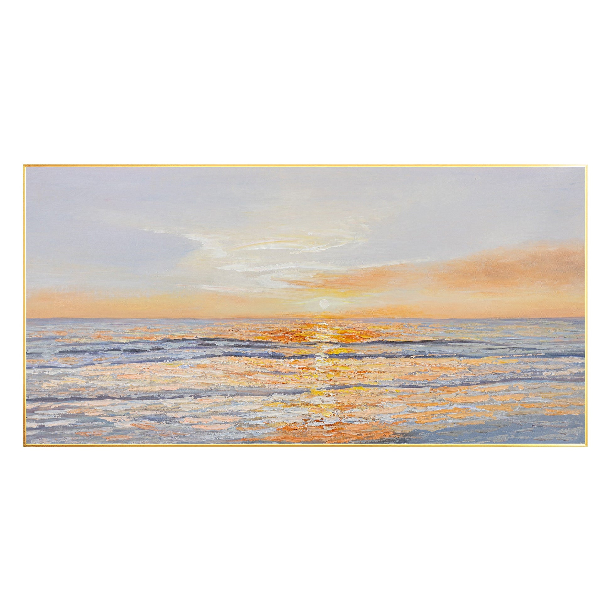 Original Seascape Painting on Canvas: Abstract Sunrise, Coastal Wall Art #8
