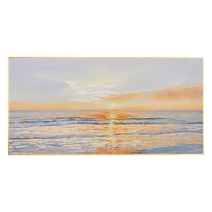 Original Seascape Painting on Canvas: Abstract Sunrise, Coastal Wall Art #8