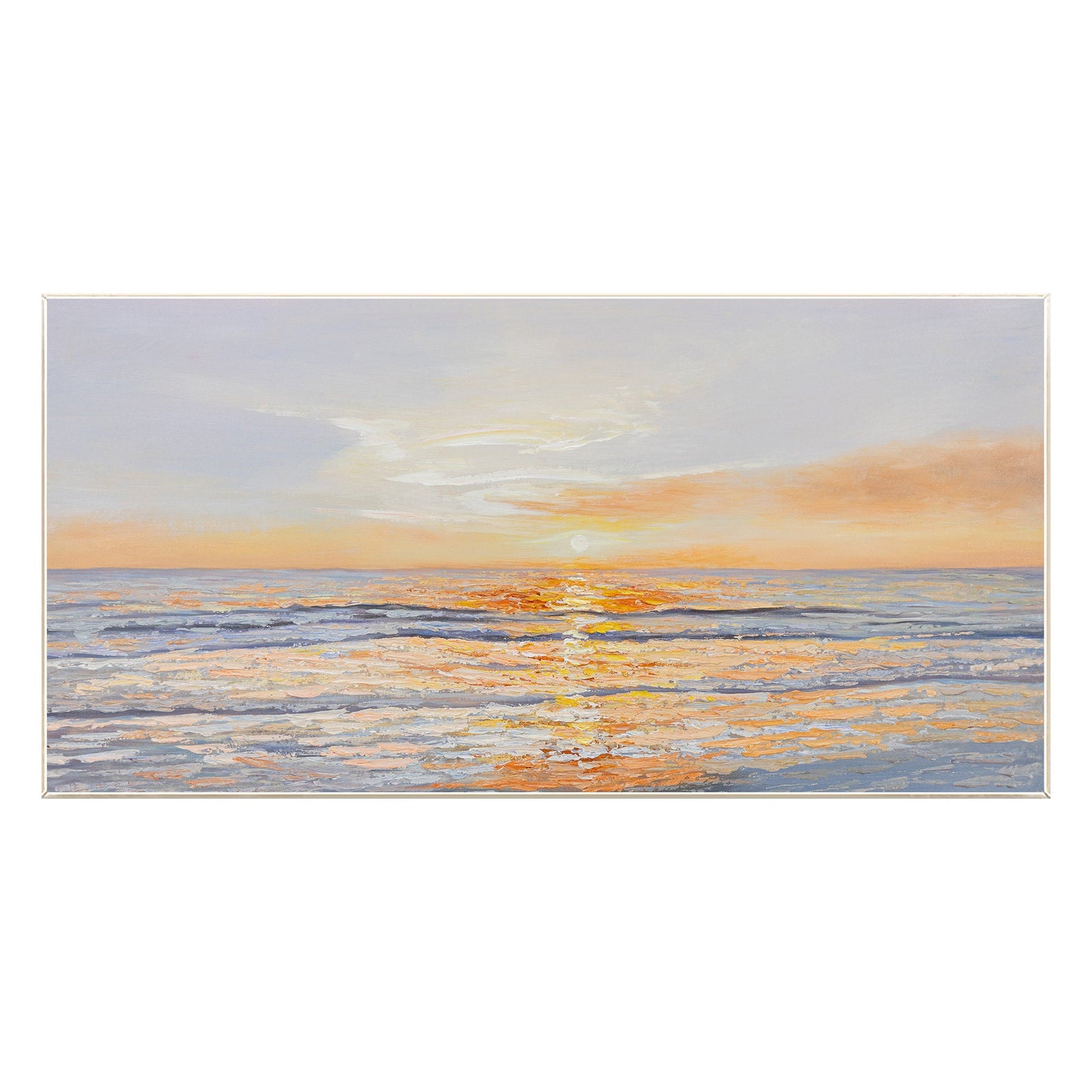 Original Seascape Painting on Canvas: Abstract Sunrise, Coastal Wall Art #9