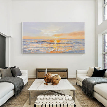 Original Seascape Painting on Canvas: Abstract Sunrise, Coastal Wall Art #1