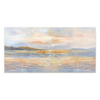 Original Seascape Sunrise Painting: Orange Gold Coastal Wall Art #12