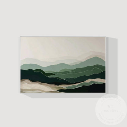 Original Smoky Mountains Landscape Painting, Textured Green Canvas Art, Horizont #10