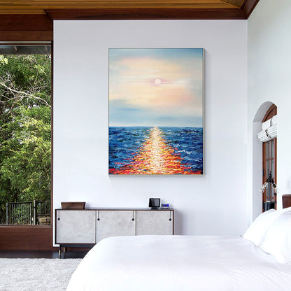 Original Sunrise Seascape Abstract Paintings On Canvas Palette knife Extra Large #2