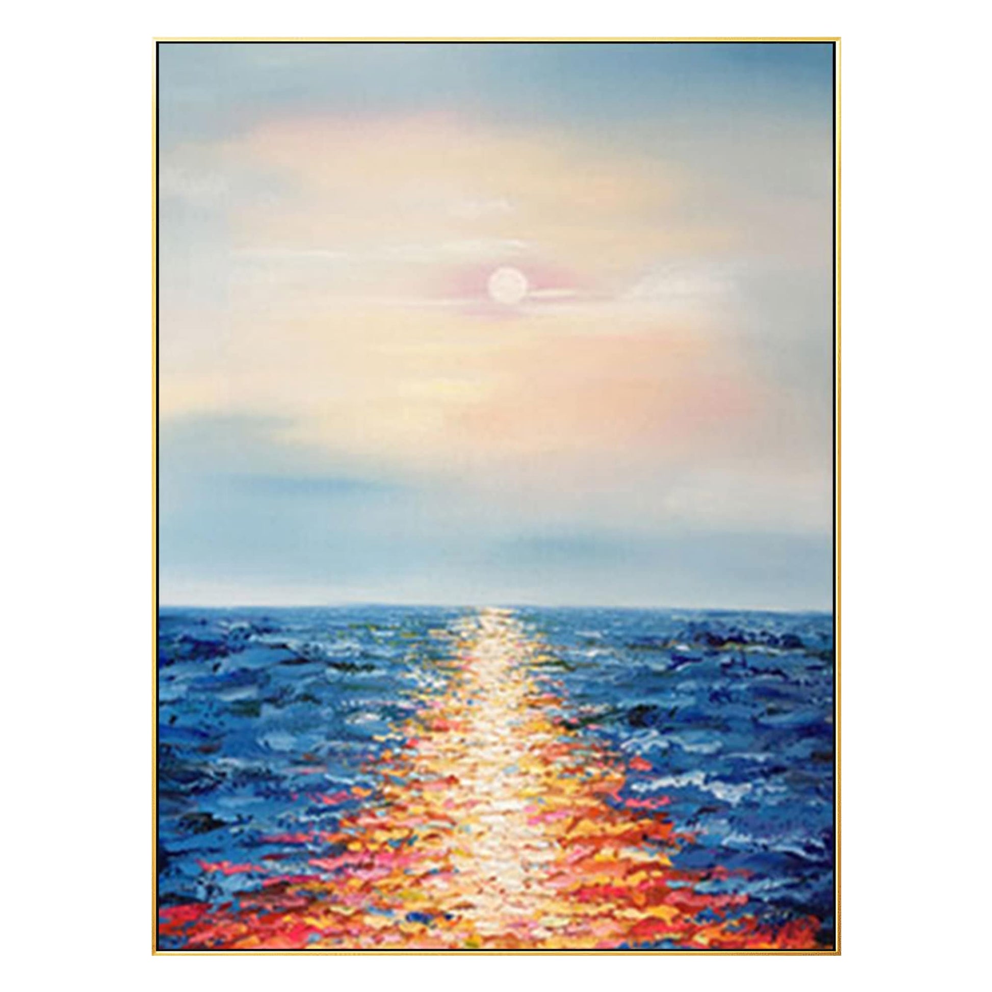 Original Sunrise Seascape Abstract Paintings On Canvas Palette knife Extra Large #5