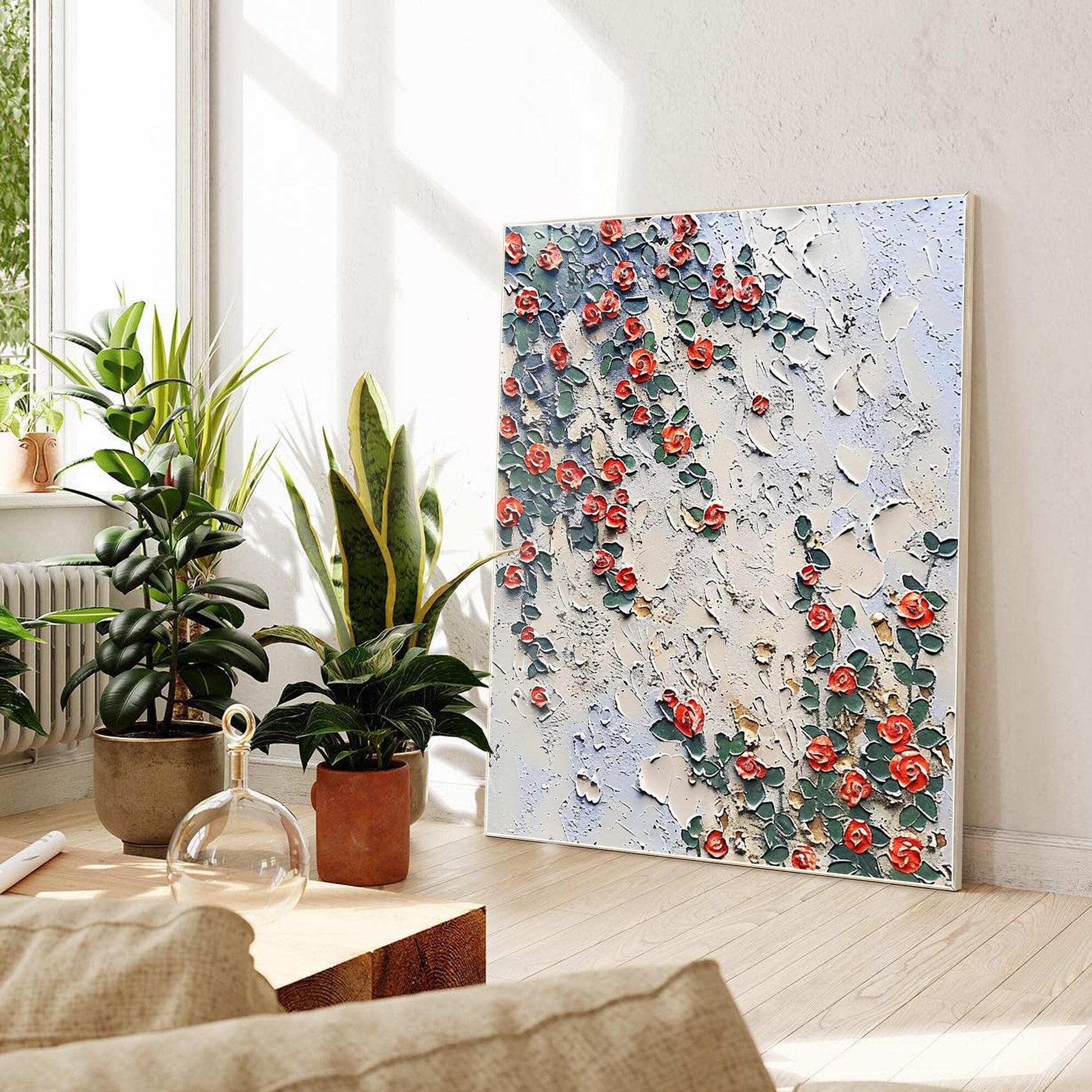 Original Wildflowers Painting 3D Texture Blooming Flower Painting Canvas Extra L #5