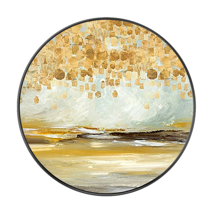 Origineel abstract landschap acrylschilderij op canvas rond ingelijst schilderij #18