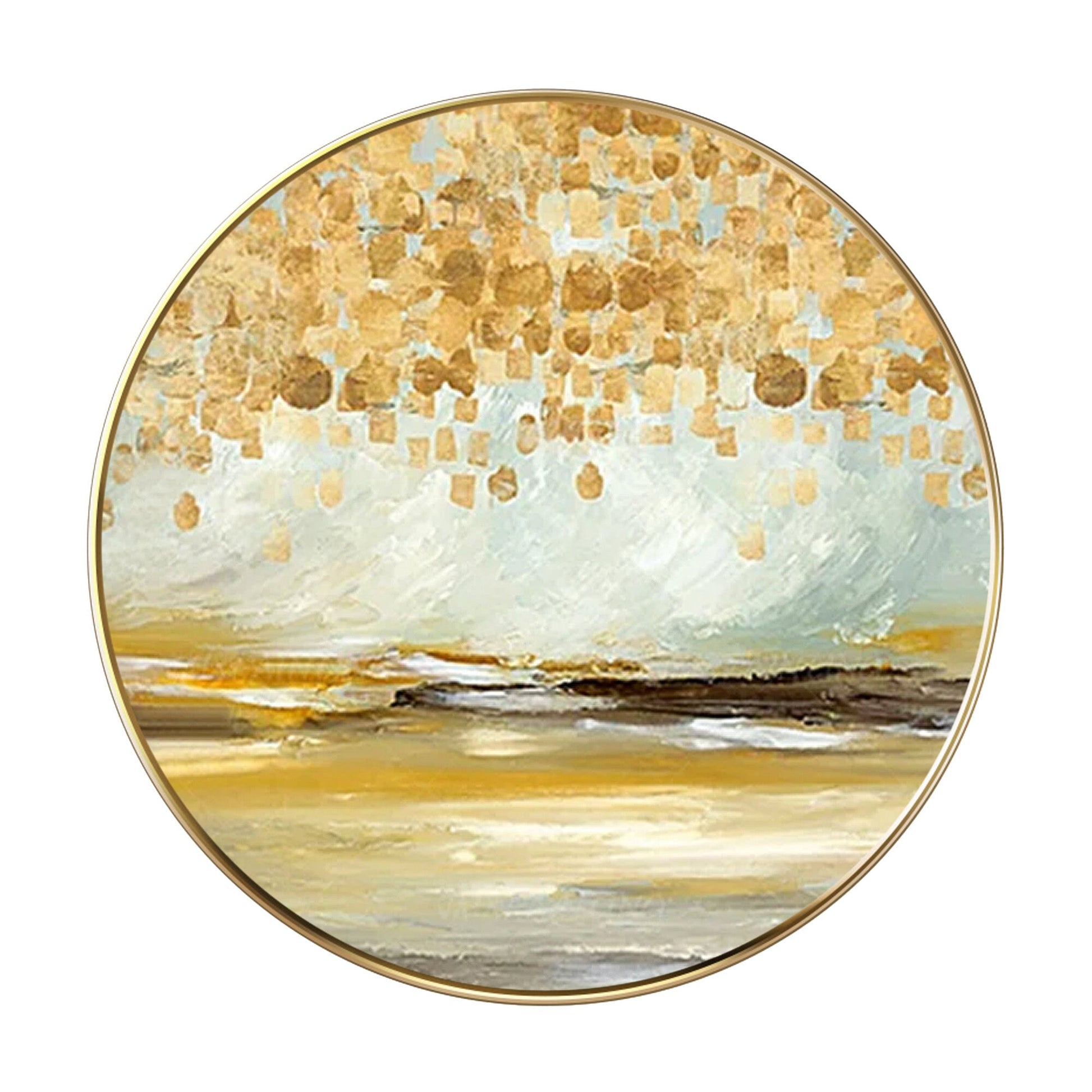 Origineel abstract landschap acrylschilderij op canvas rond ingelijst schilderij #7
