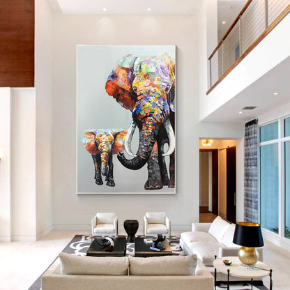 Origineel schilderij olifant schilderij op canvas, olifant familie olifant baby  #11