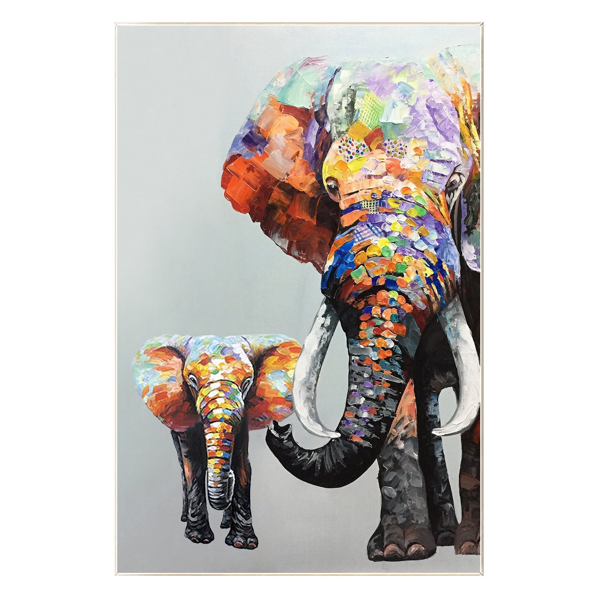 Origineel schilderij olifant schilderij op canvas, olifant familie olifant baby  #17