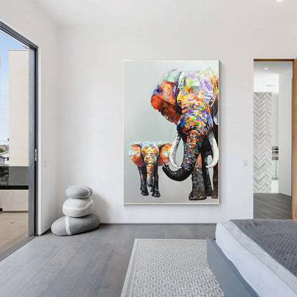 Origineel schilderij olifant schilderij op canvas, olifant familie olifant baby  #5