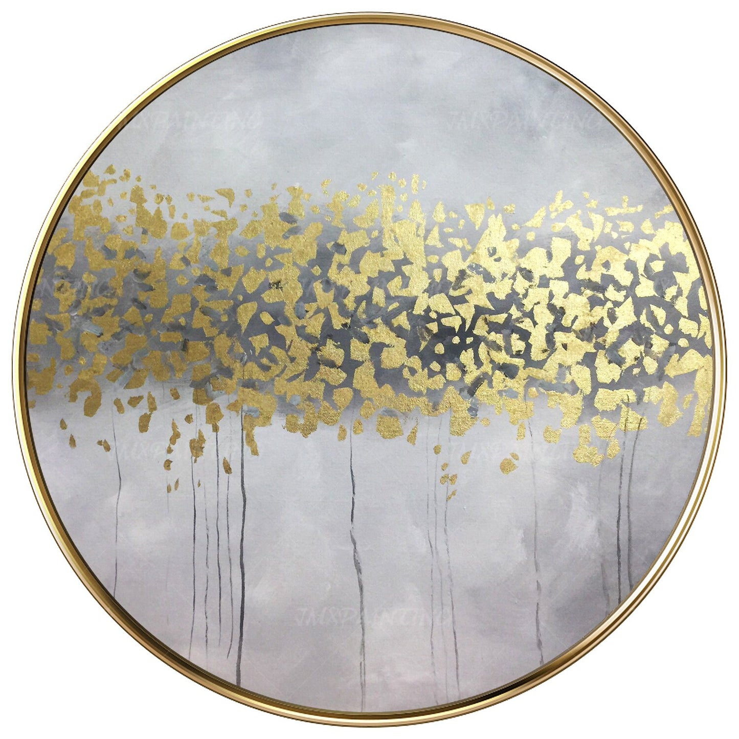 Originele abstracte boom acrylschilderij op canvas rond ingelijst klaar om op te #18