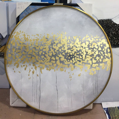 Originele abstracte boom acrylschilderij op canvas rond ingelijst klaar om op te #19