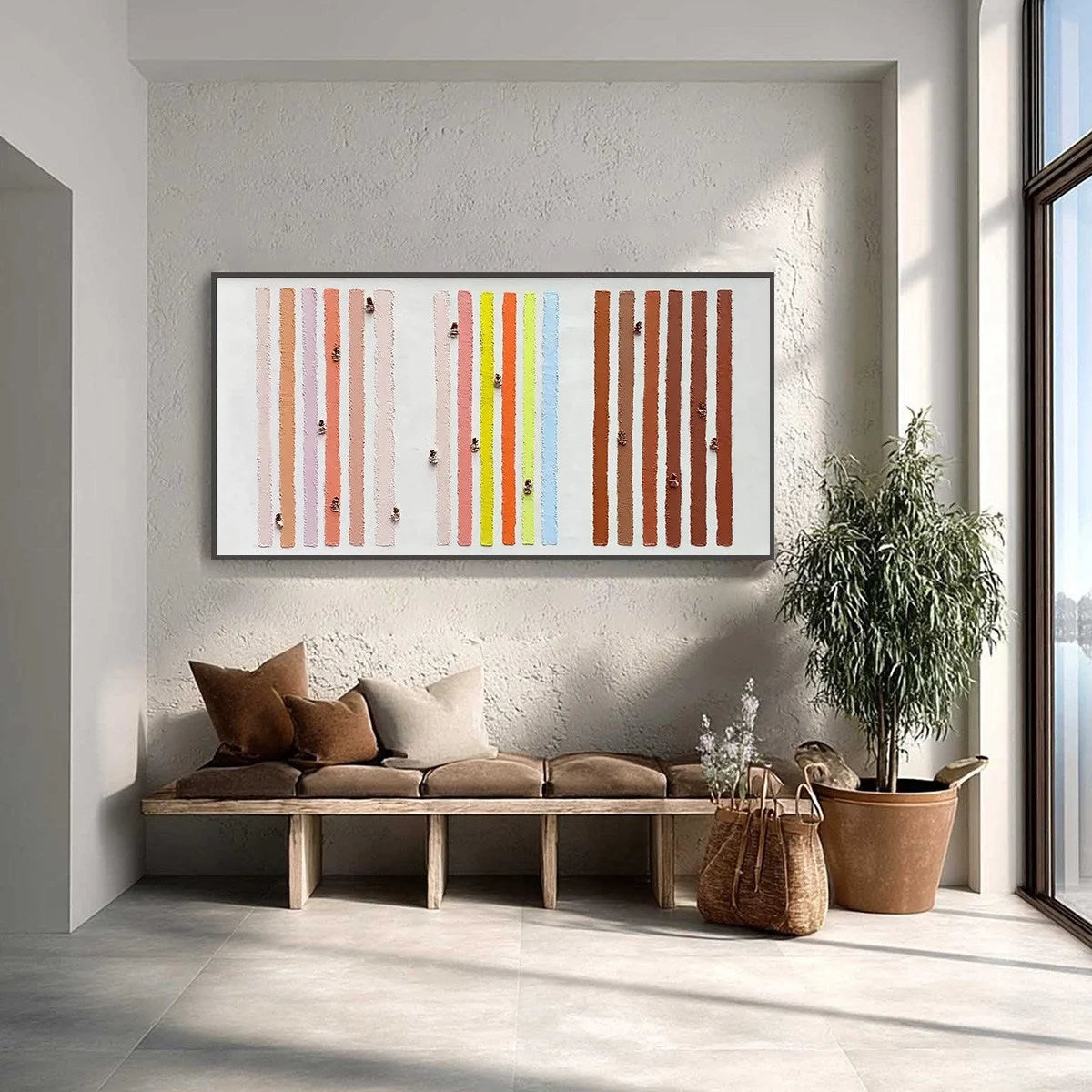 OUR WALKS: Colorful Textured Abstract Painting of Life's Journeys | Abstract closeup, raised brushwork detail